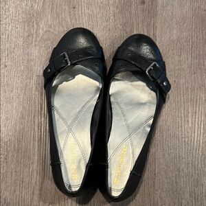 Naturalizer Black Flats with Rounded Toe and Decorative Buckle